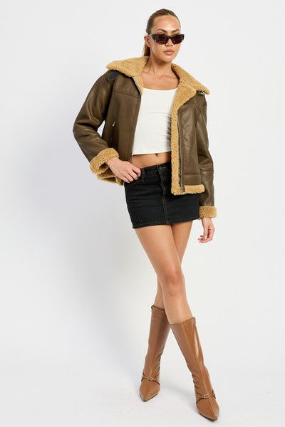 SHEARLING MOTO JACKET (2 colors)