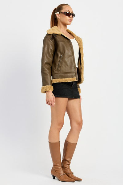 SHEARLING MOTO JACKET (2 colors)