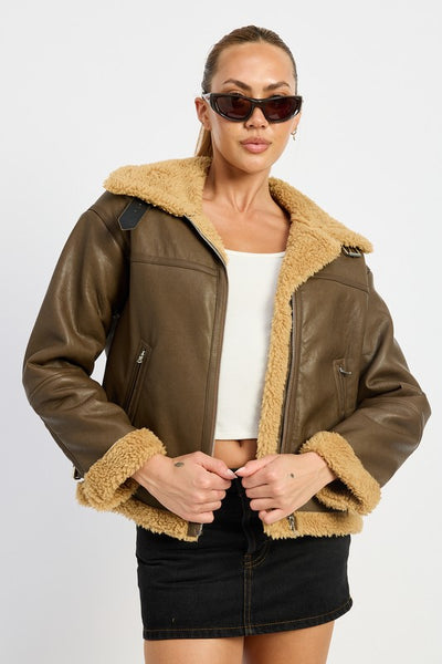 SHEARLING MOTO JACKET (2 colors)