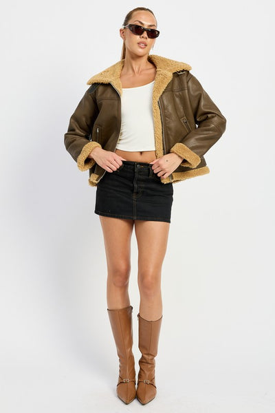 SHEARLING MOTO JACKET (2 colors)