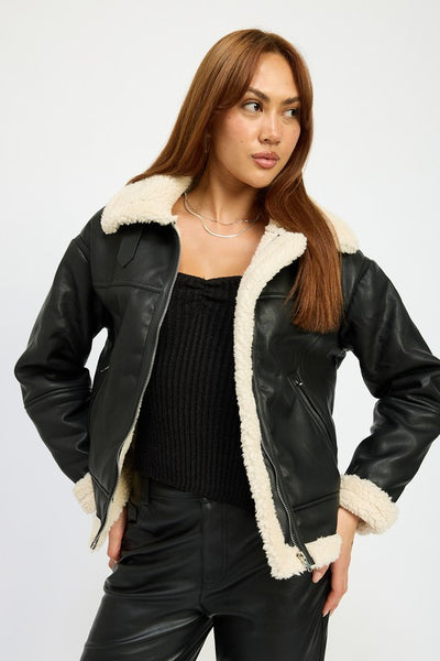 SHEARLING MOTO JACKET (2 colors)