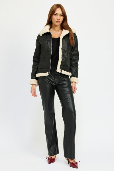 SHEARLING MOTO JACKET (2 colors)