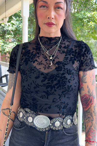Floral Lace Sheer Mesh Top