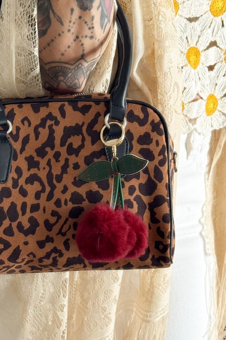 Furry Cherry Purse Charm – Plush Bag Pendant 🍒✨