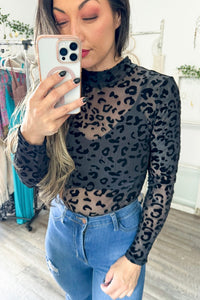 Small SAMPLE Sheer Leopard Body Suit