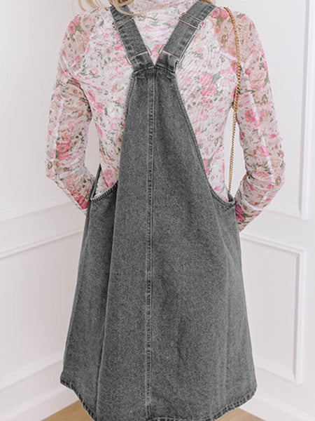 Grey Denim Overall Dress