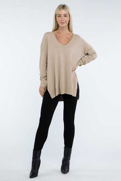 Hi-Low Hem Front Seam Sweater (5 colors)