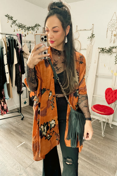 Rust Floral Kimono