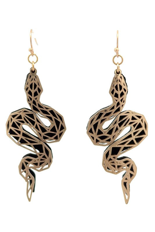 Snake Black & Gold Earrings