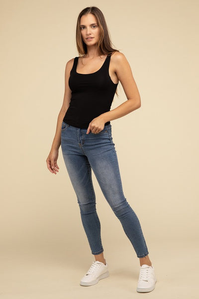 Double Layer Round Neck Tank Top (3 colors)