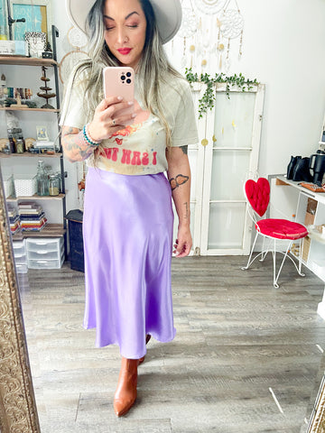 Small SAMPLE Lavender Satin Skirt