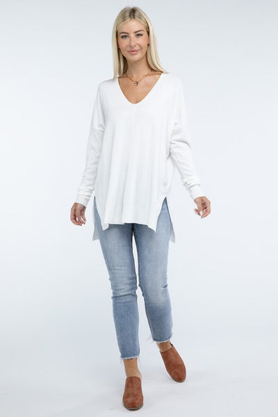 Hi-Low Hem Front Seam Sweater (5 colors)