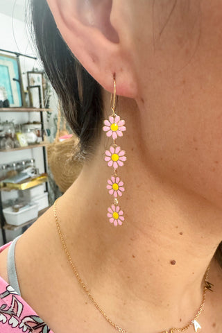 Pink Daisy Earrings