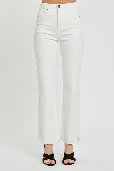 Risen Tummy Control White Straight Leg Jeans