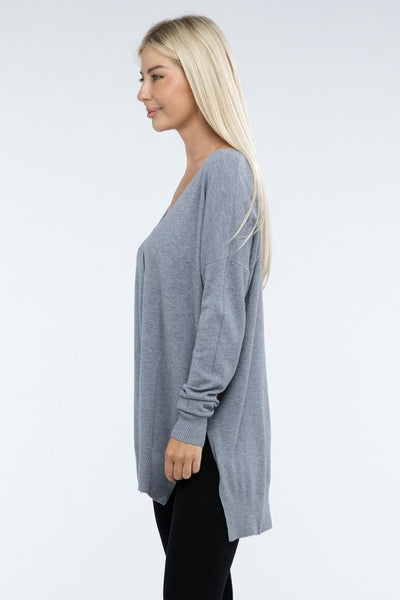 Hi-Low Hem Front Seam Sweater (5 colors)