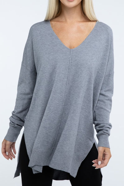 Hi-Low Hem Front Seam Sweater (5 colors)