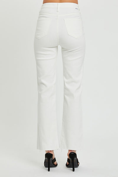 Risen Tummy Control White Straight Leg Jeans