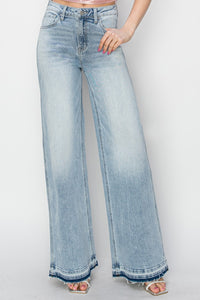 Risen Light Wash High Rise Wide Leg Jeans