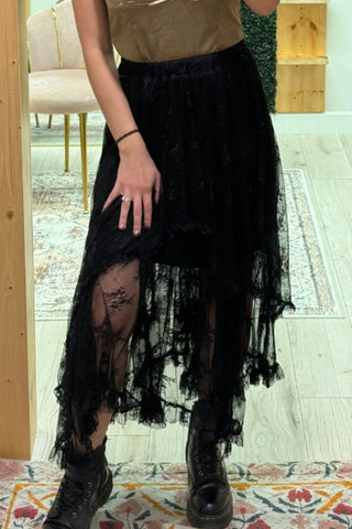 Size Small // SAMPLE Black Lace Skirt