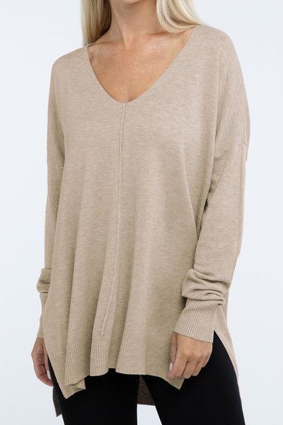 Hi-Low Hem Front Seam Sweater (5 colors)