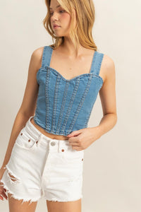 Size Small // SAMPLE Wide Strap Denim Tank