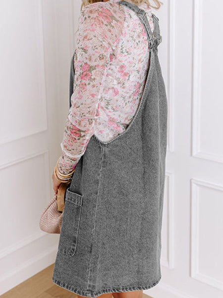 Grey Denim Overall Dress