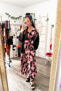 Floral V-Neck Slit Dress