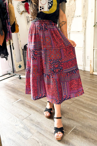 Printed Tiered Maxi Skirt