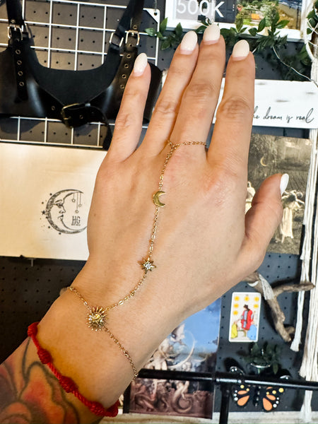 Gold Celestial Hand Chain 🌞 🌙