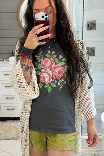 Cross Stitch Rose Tee