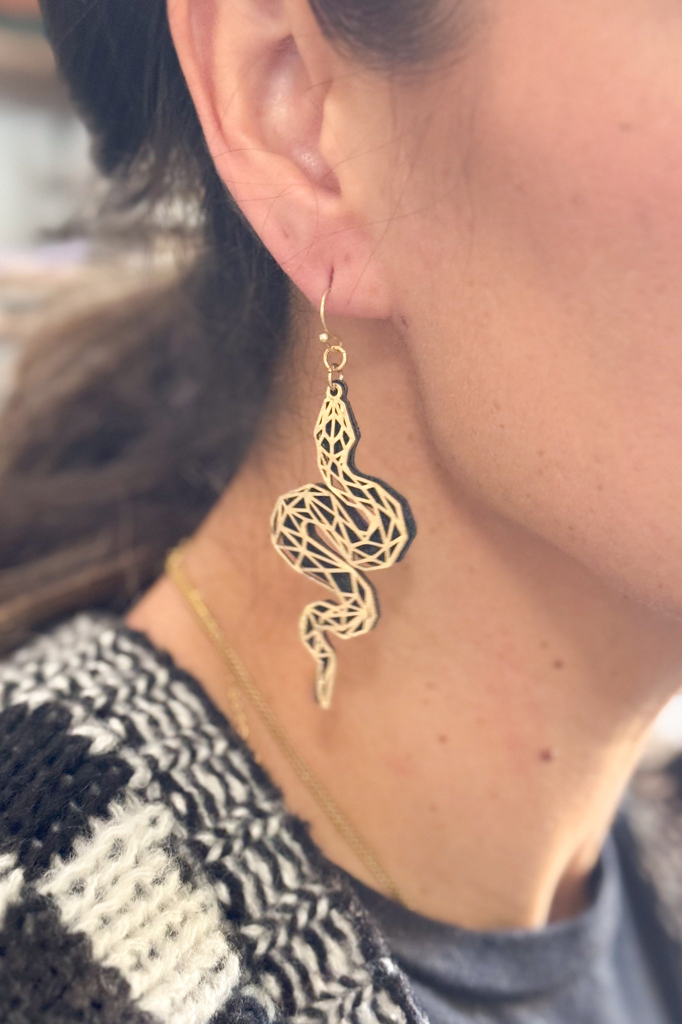 Snake Black & Gold Earrings