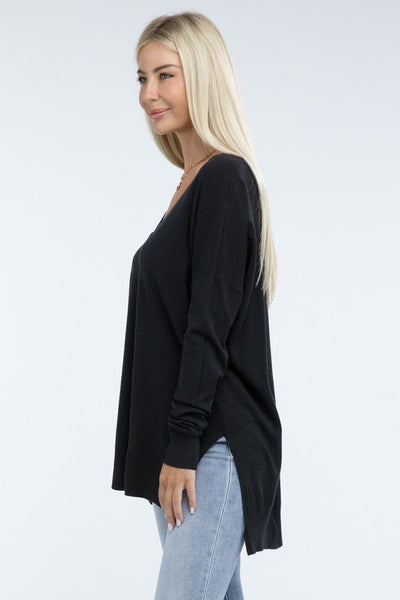 Hi-Low Hem Front Seam Sweater (5 colors)