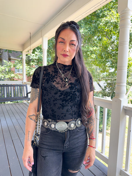 Floral Lace Sheer Mesh Top