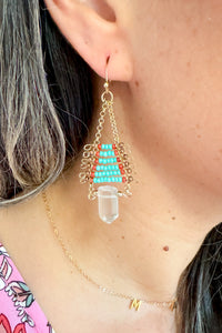 Seed Bead with Crystal Drop Earrings