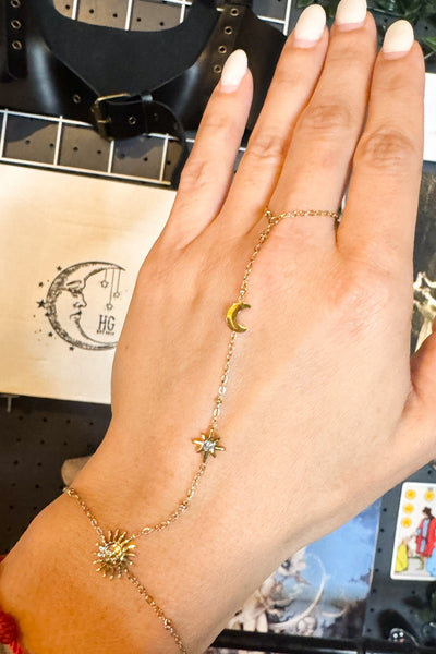 Gold Celestial Hand Chain 🌞 🌙