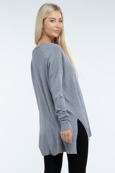 Hi-Low Hem Front Seam Sweater (5 colors)