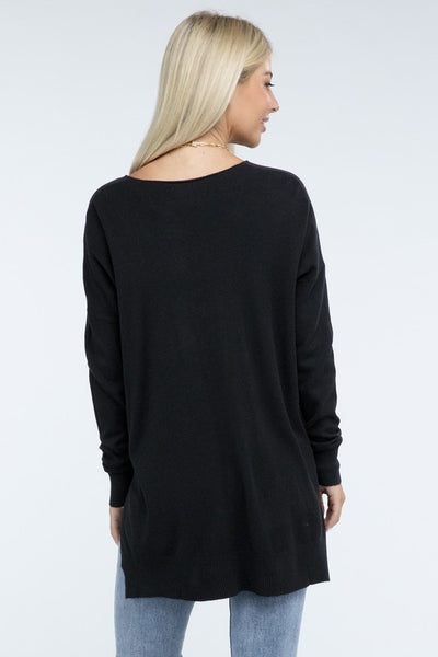 Hi-Low Hem Front Seam Sweater (5 colors)