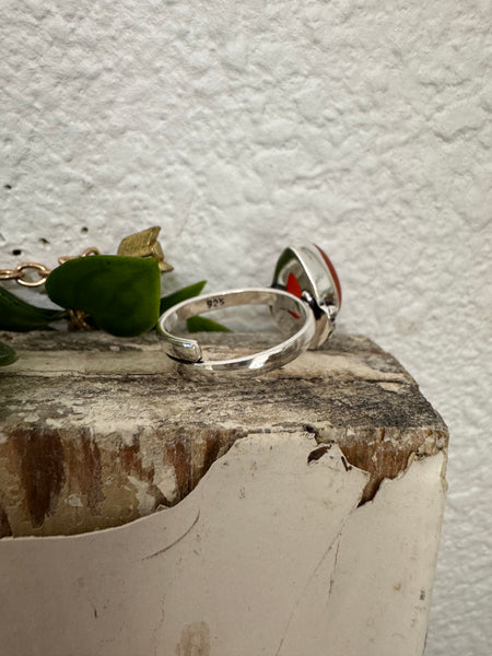 Sterling Silver Carnelian Adjustable Ring