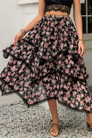 Lace Detail Layered Skirt-3 prints