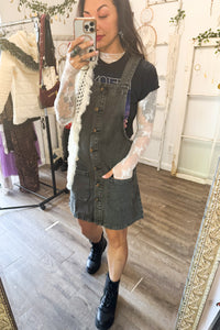 Grey Denim Overall Dress