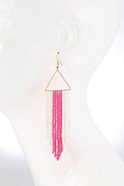 Pink/White Fringe Earrings