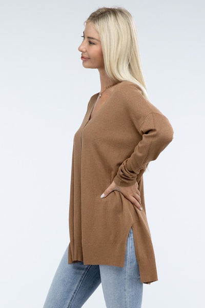 Hi-Low Hem Front Seam Sweater (5 colors)