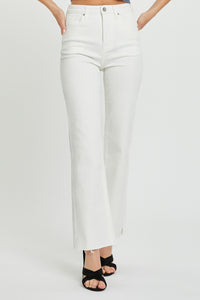 Risen Tummy Control White Straight Leg Jeans