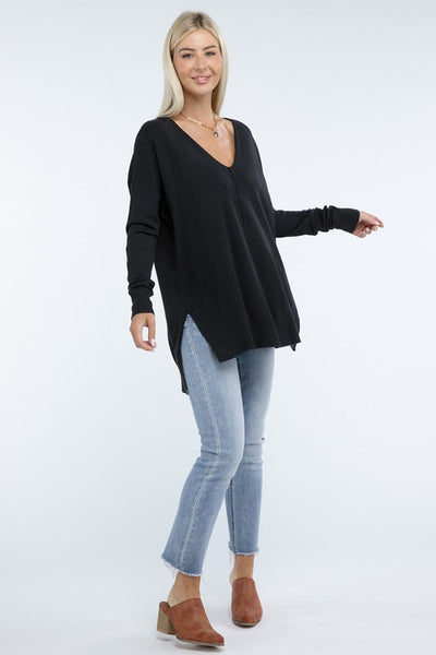 Hi-Low Hem Front Seam Sweater (5 colors)