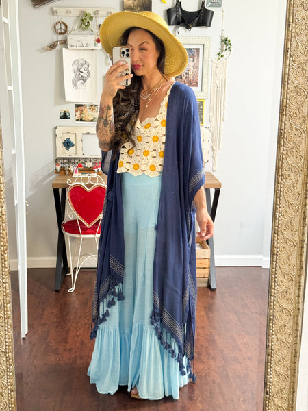 One Size SAMPLE // Blue Tassel Kimono