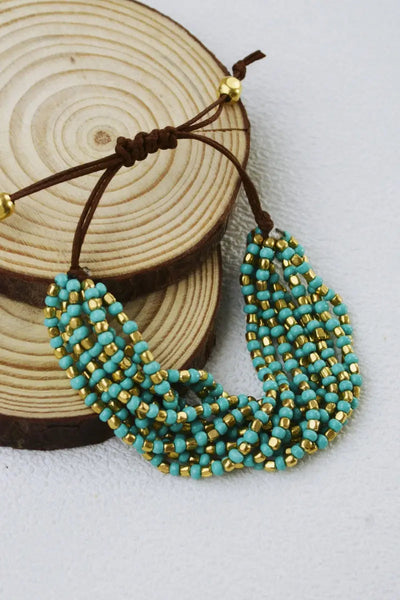 Turquoise Gold Layered Boho Bracelet 💚✨ Leto Collection