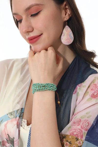 Turquoise Gold Layered Boho Bracelet 💚✨ Leto Collection