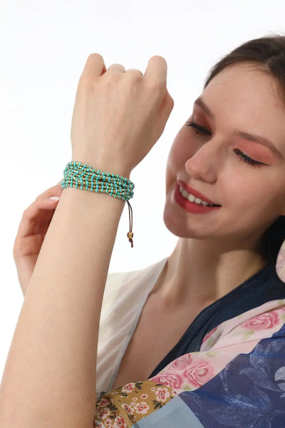 Turquoise Gold Layered Boho Bracelet 💚✨ Leto Collection