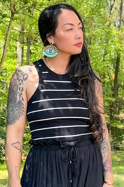 Zenana Striped Round Neck Tank Top