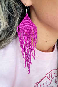 Fuschia Seed Bead Earrings
